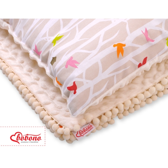 Set: Double-sided blanket minky + pillow- beige trees