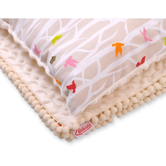 Set: Double-sided blanket minky + pillow- beige trees