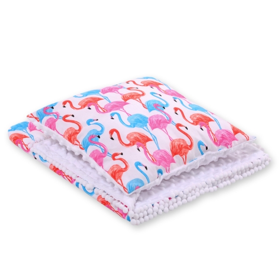 Set: Double-sided blanket minky + pillow- flamingo