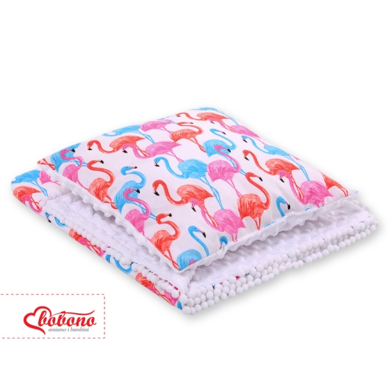 Set: Double-sided blanket minky + pillow- flamingo