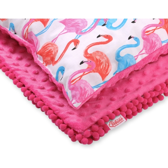 Set: Double-sided blanket minky + pillow- flamingo