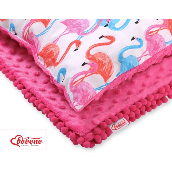 Set: Double-sided blanket minky + pillow- flamingo