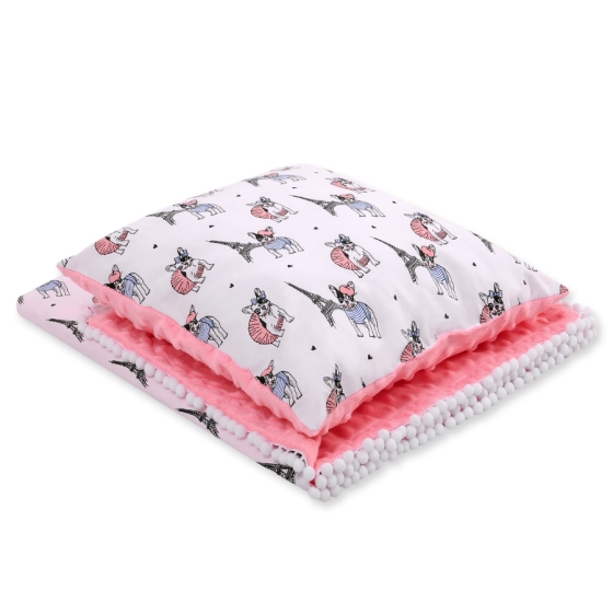 Set: Double-sided blanket minky + pillow- little doggies