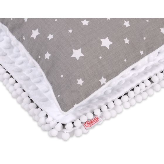 Set: Double-sided blanket minky + pillow- mini gray stars