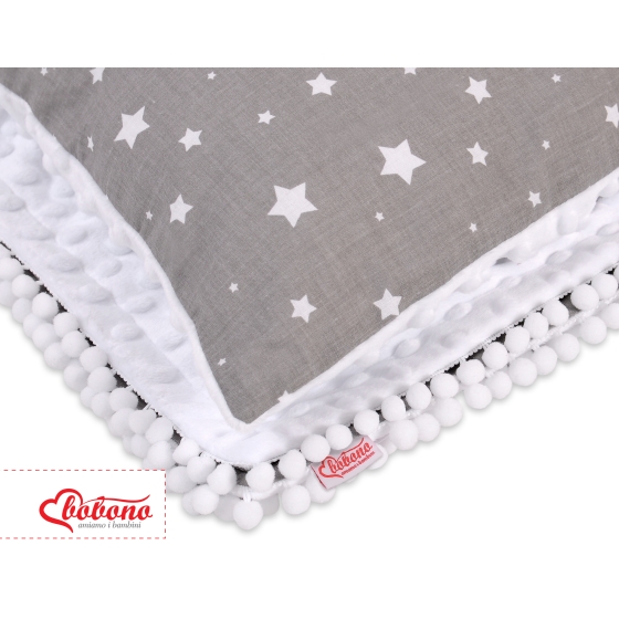 Set: Double-sided blanket minky + pillow- mini gray stars
