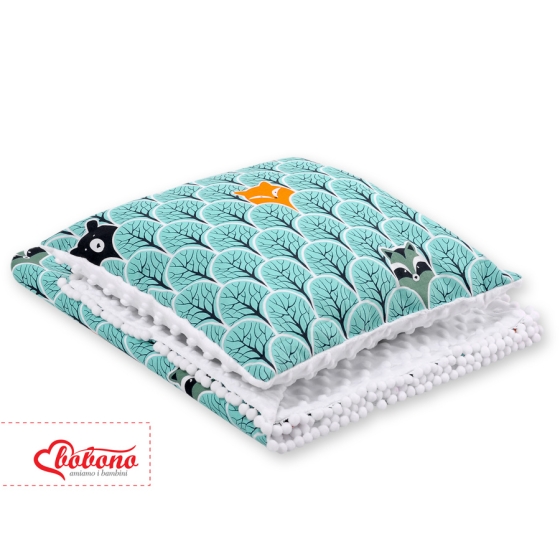 Set: Double-sided blanket minky + pillow- mint forest