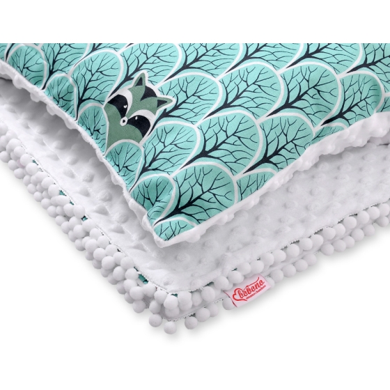 Set: Double-sided blanket minky + pillow- mint forest