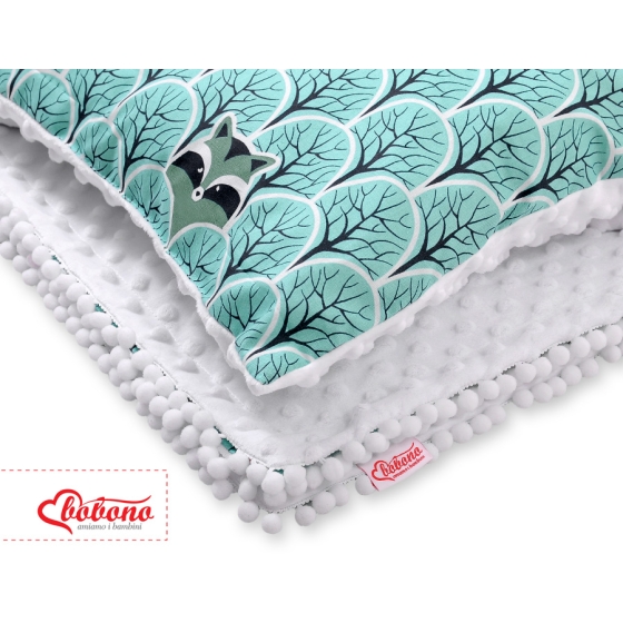 Set: Double-sided blanket minky + pillow- mint forest