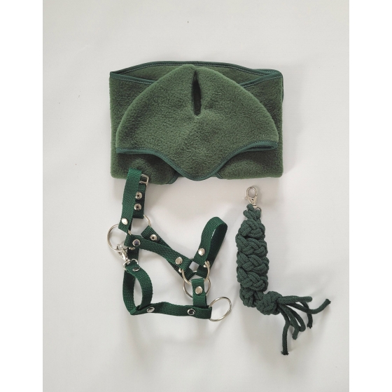 Set for Hobby Horse A3: Fleece blanket + earmuffs - bottle green