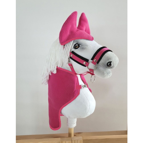Set for Hobby Horse A3: Fleece blanket + earmuffs - dark pink