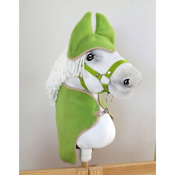 Set for Hobby Horse A3: Fleece blanket + earmuffs - green