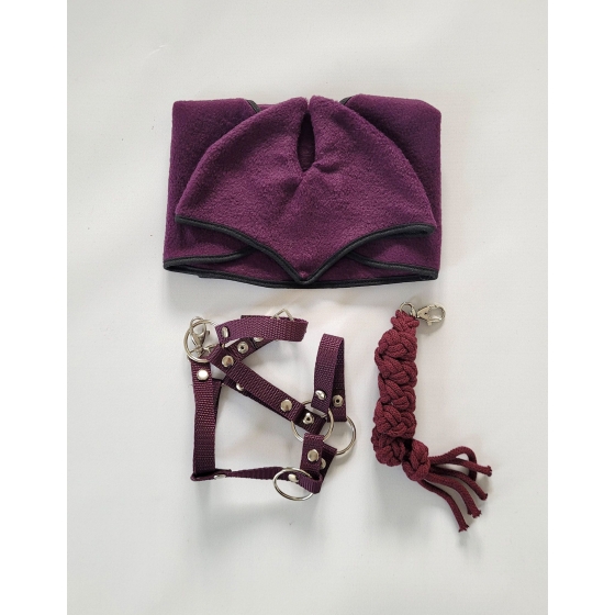 Set for Hobby Horse A3: Fleece blanket + earmuffs - plum