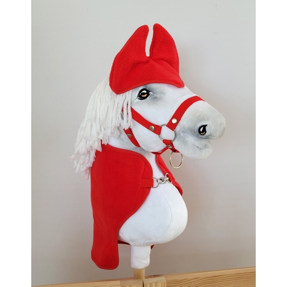 Set for Hobby Horse A3: Fleece blanket + earmuffs - red