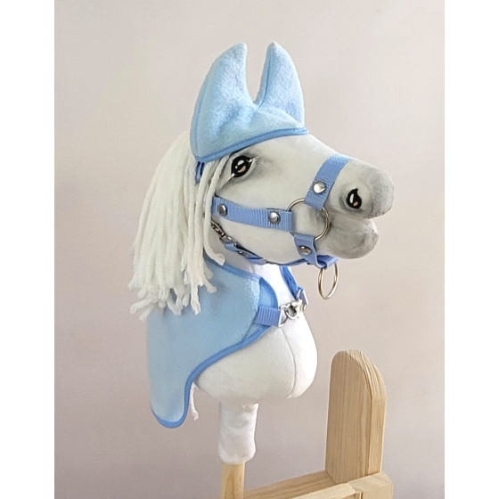 Set for Hobby Horse A4: Fleece blanket + earmuffs - light blue