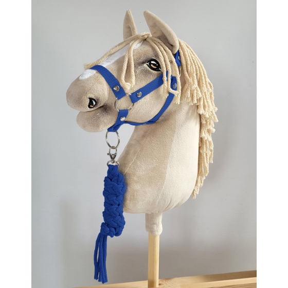 Set for Hobby Horse: the halter A3 + Tether made of cord - blue