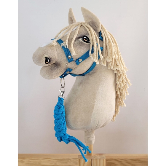 Set for Hobby Horse: the halter A3 + Tether made of cord - turquoise