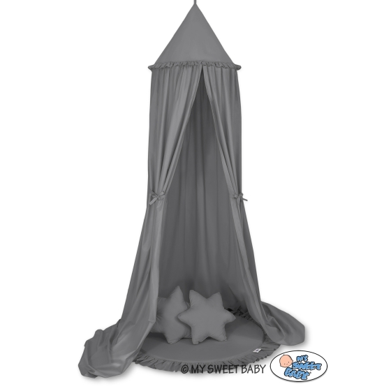 Set: Hanging canopy + Floor play mat + pillows - anthracite