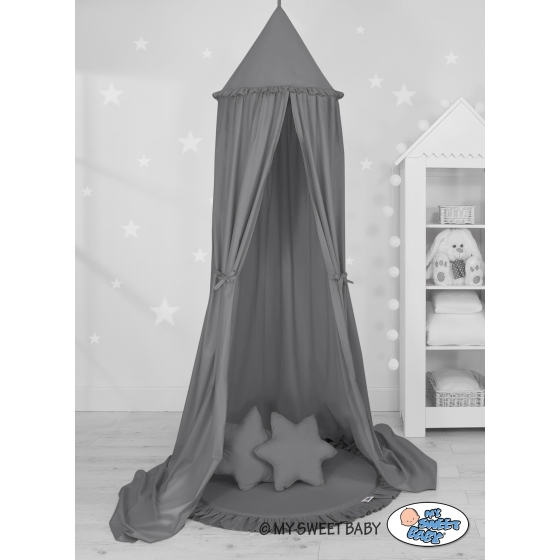 Set: Hanging canopy + Floor play mat + pillows - anthracite