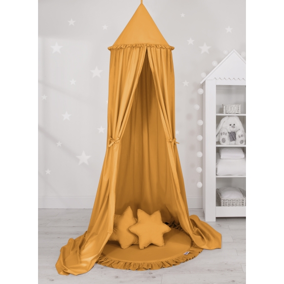 Set: Hanging canopy + Floor play mat + pillows - honey yellow