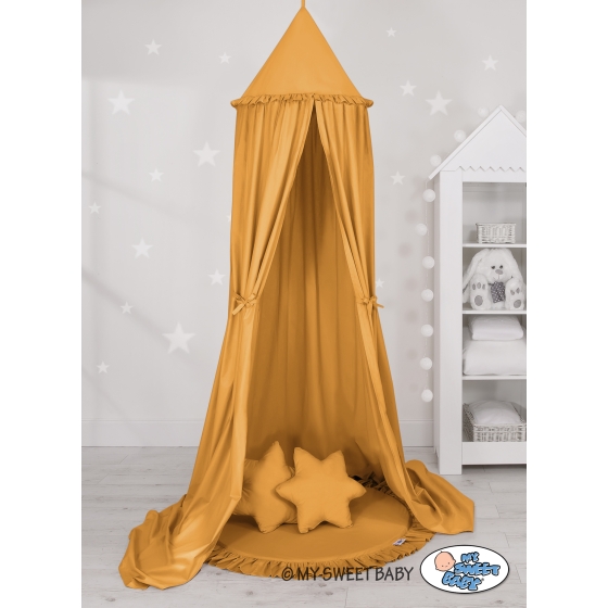Set: Hanging canopy + Floor play mat + pillows - honey yellow