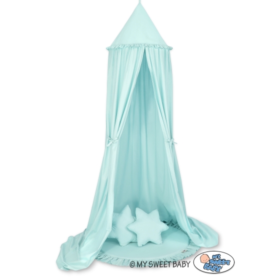 Set: Hanging canopy + Floor play mat + pillows - mint