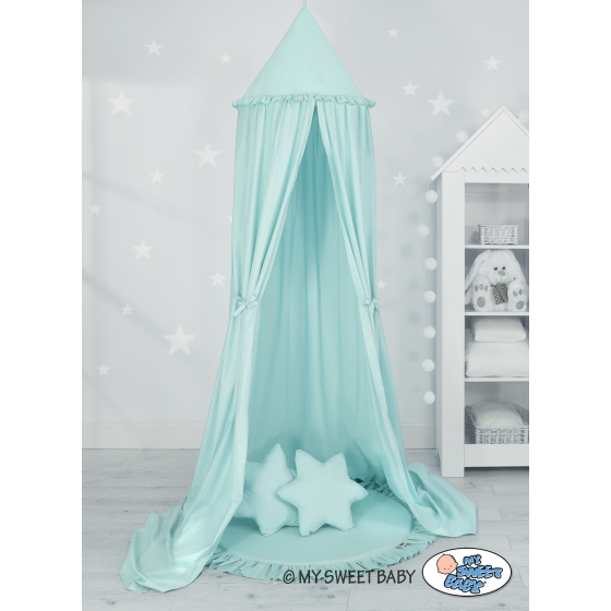 Set: Hanging canopy + Floor play mat + pillows - mint