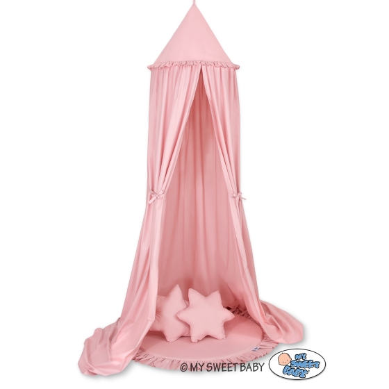 Set: Hanging canopy + Floor play mat + pillows - pastel pink
