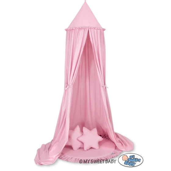 Set: Hanging canopy + Floor play mat + pillows - pink