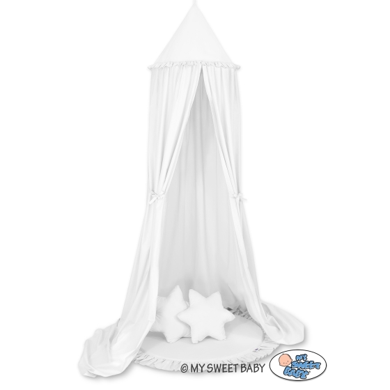 Set: Hanging canopy + Floor play mat + pillows - white