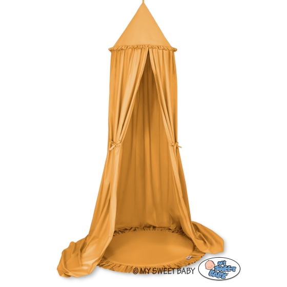 Set: Hanging canopy + Floor play mat- honey yellow
