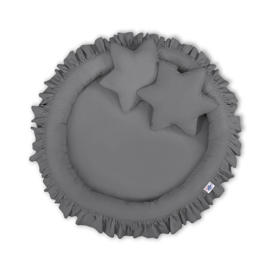 Set: Hanging canopy + Nest with flounce + pillows - anthracite