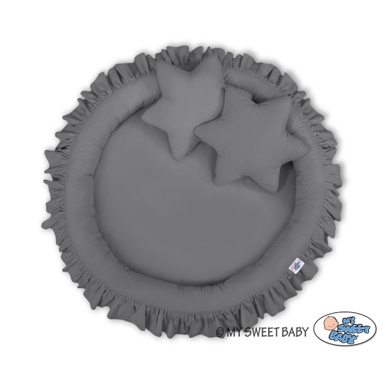 Set: Hanging canopy + Nest with flounce + pillows - anthracite