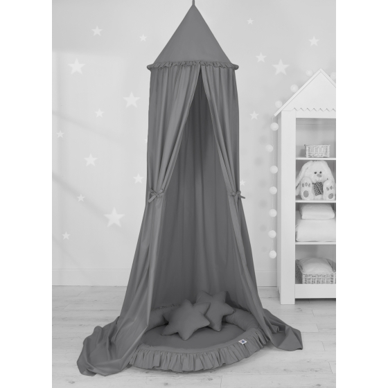 Set: Hanging canopy + Nest with flounce + pillows - anthracite