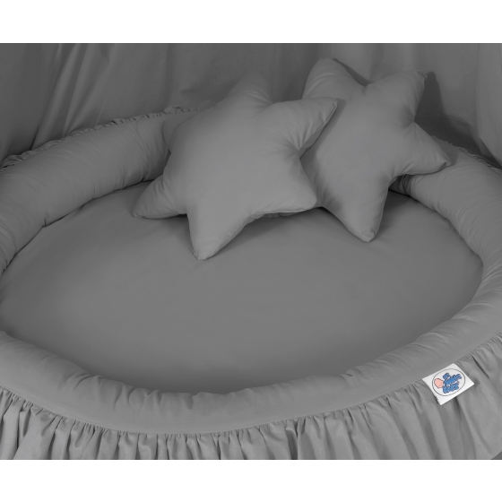 Set: Hanging canopy + Nest with flounce + pillows - anthracite