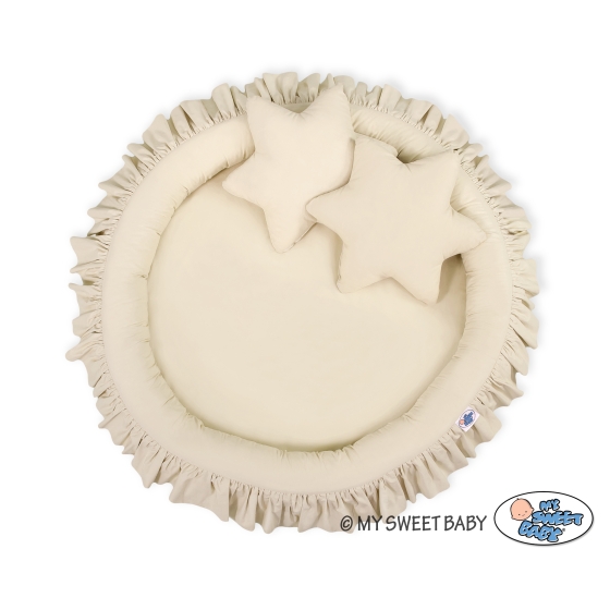 Set: Hanging canopy + Nest with flounce + pillows - beige