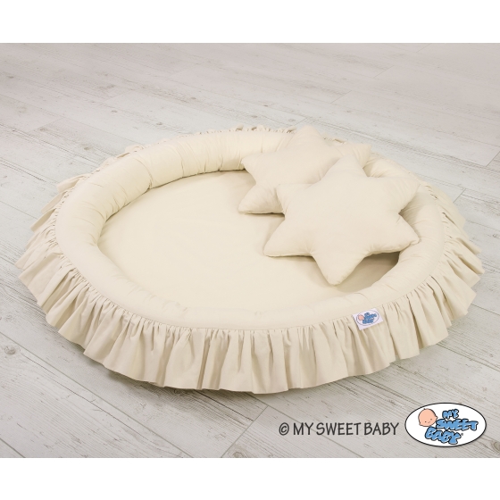 Set: Hanging canopy + Nest with flounce + pillows - beige