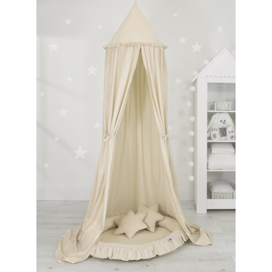 Set: Hanging canopy + Nest with flounce + pillows - beige