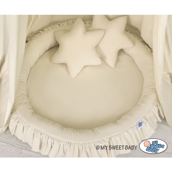 Set: Hanging canopy + Nest with flounce + pillows - beige