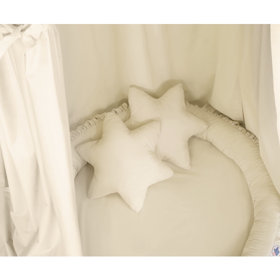 Set: Hanging canopy + Nest with flounce + pillows - beige