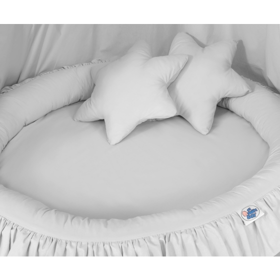 Set: Hanging canopy + Nest with flounce + pillows - gray