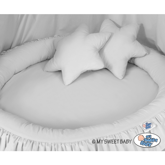 Set: Hanging canopy + Nest with flounce + pillows - gray