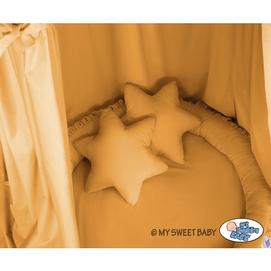 Set: Hanging canopy + Nest with flounce + pillows - honey yellow