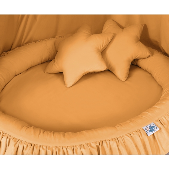Set: Hanging canopy + Nest with flounce + pillows - honey yellow