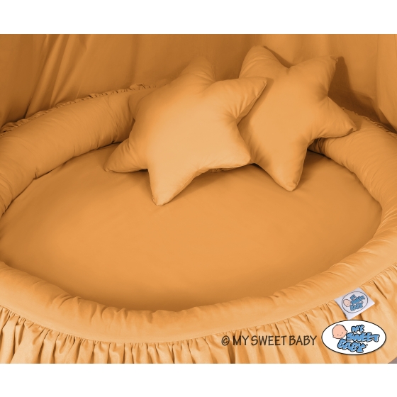 Set: Hanging canopy + Nest with flounce + pillows - honey yellow
