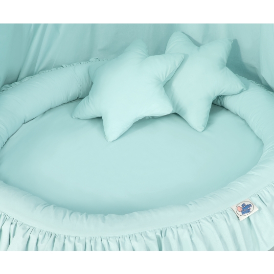 Set: Hanging canopy + Nest with flounce + pillows - mint