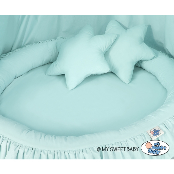 Set: Hanging canopy + Nest with flounce + pillows - mint