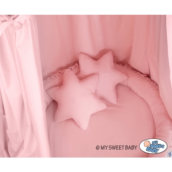 Set: Hanging canopy + Nest with flounce + pillows - pastel pink