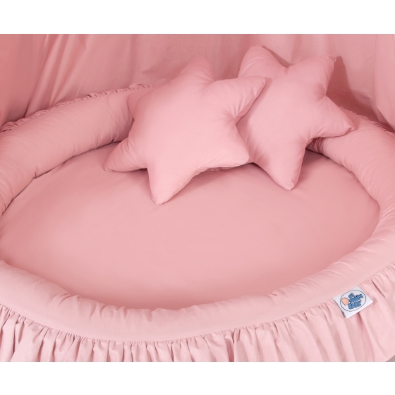 Set: Hanging canopy + Nest with flounce + pillows - pastel pink