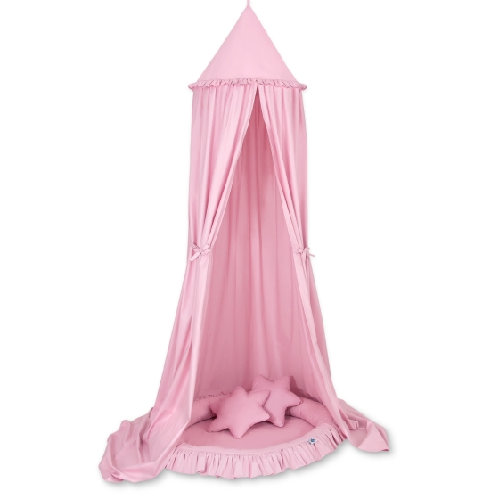 Set: Hanging canopy + Nest with flounce + pillows - pink