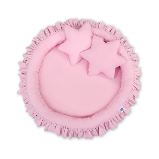 Set: Hanging canopy + Nest with flounce + pillows - pink